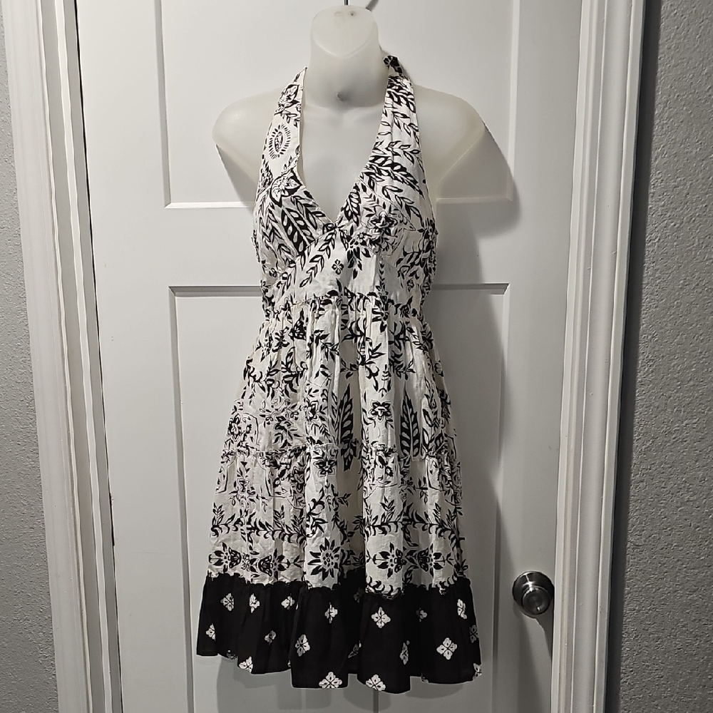 Speed Control Black and White Halter Sundress